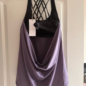 Purple Women's Athletic Top with Black Built in Bra
